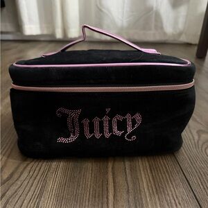 NWT Juicy Couture Black & Pink Velvet Cosmetic Bag Travel Case